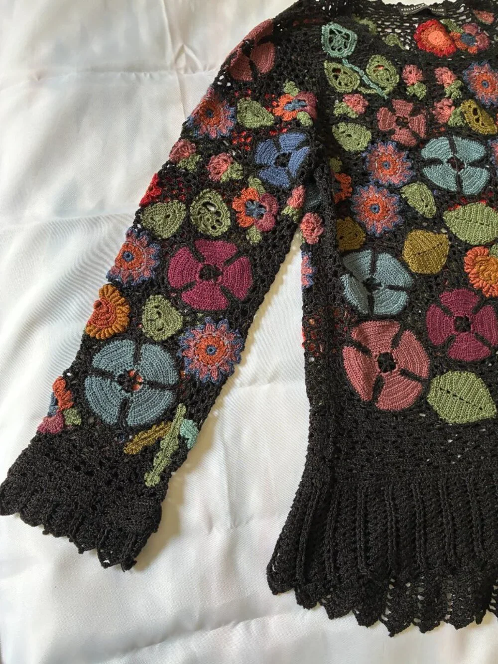 Peruvian Connection Millefiori Wildflower Hand-crocheted Sweater - Picture 5 of 14